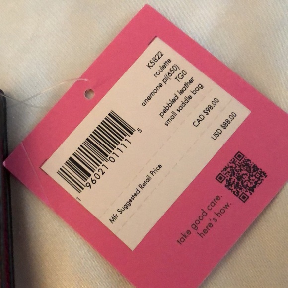 Kate Spade Roulette Pebbled Leather Small Saddle Bag Wristlet Anemone Pink NWT - Picture 10 of 12